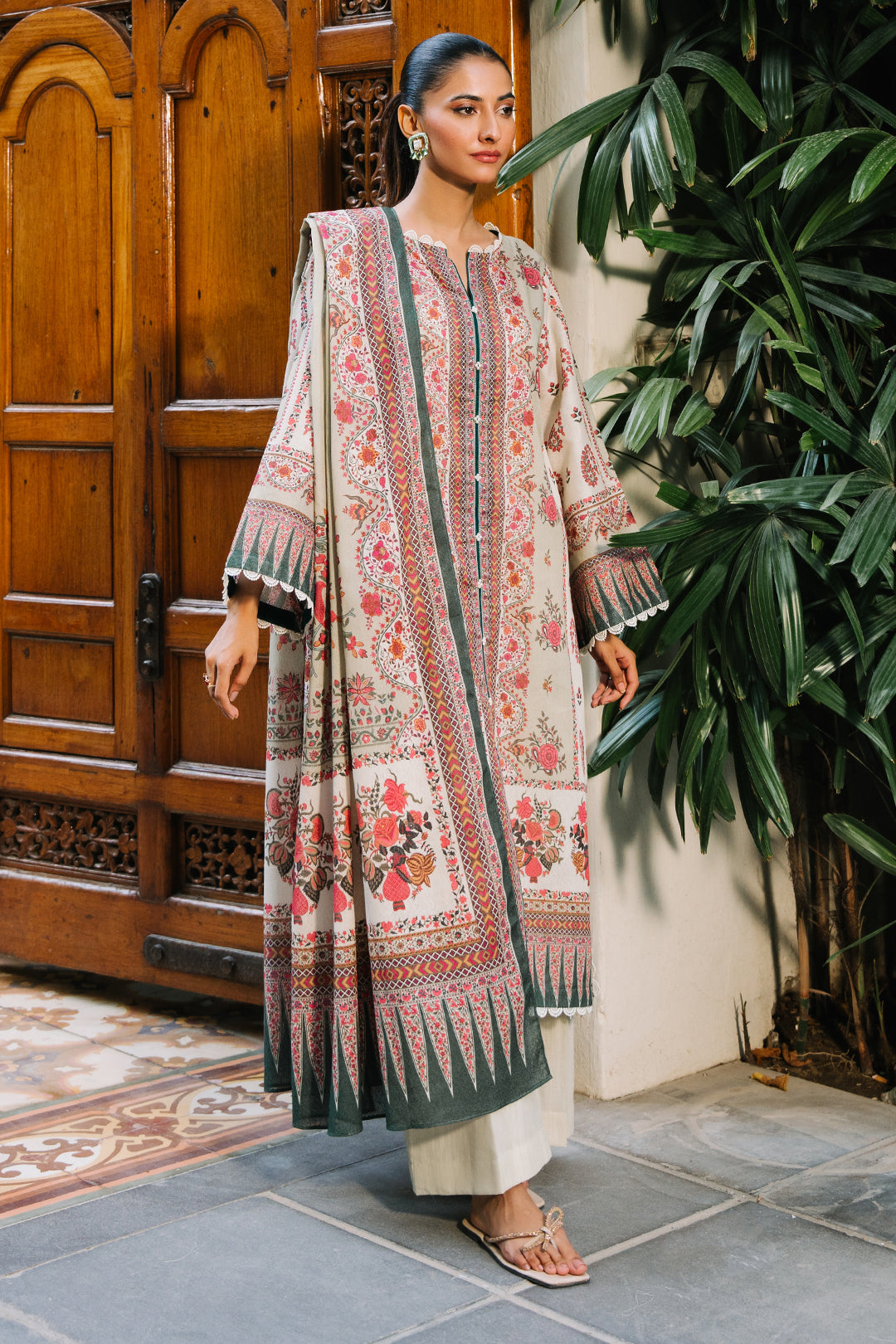 Zellbury | Unstitched 3 Piece Karandi | Shirt Shalwar Dupatta - 0302