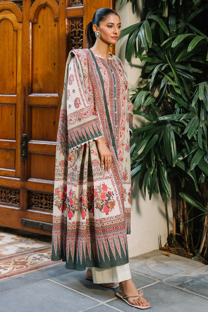 Zellbury | Unstitched 3 Piece Karandi | Shirt Shalwar Dupatta - 0302