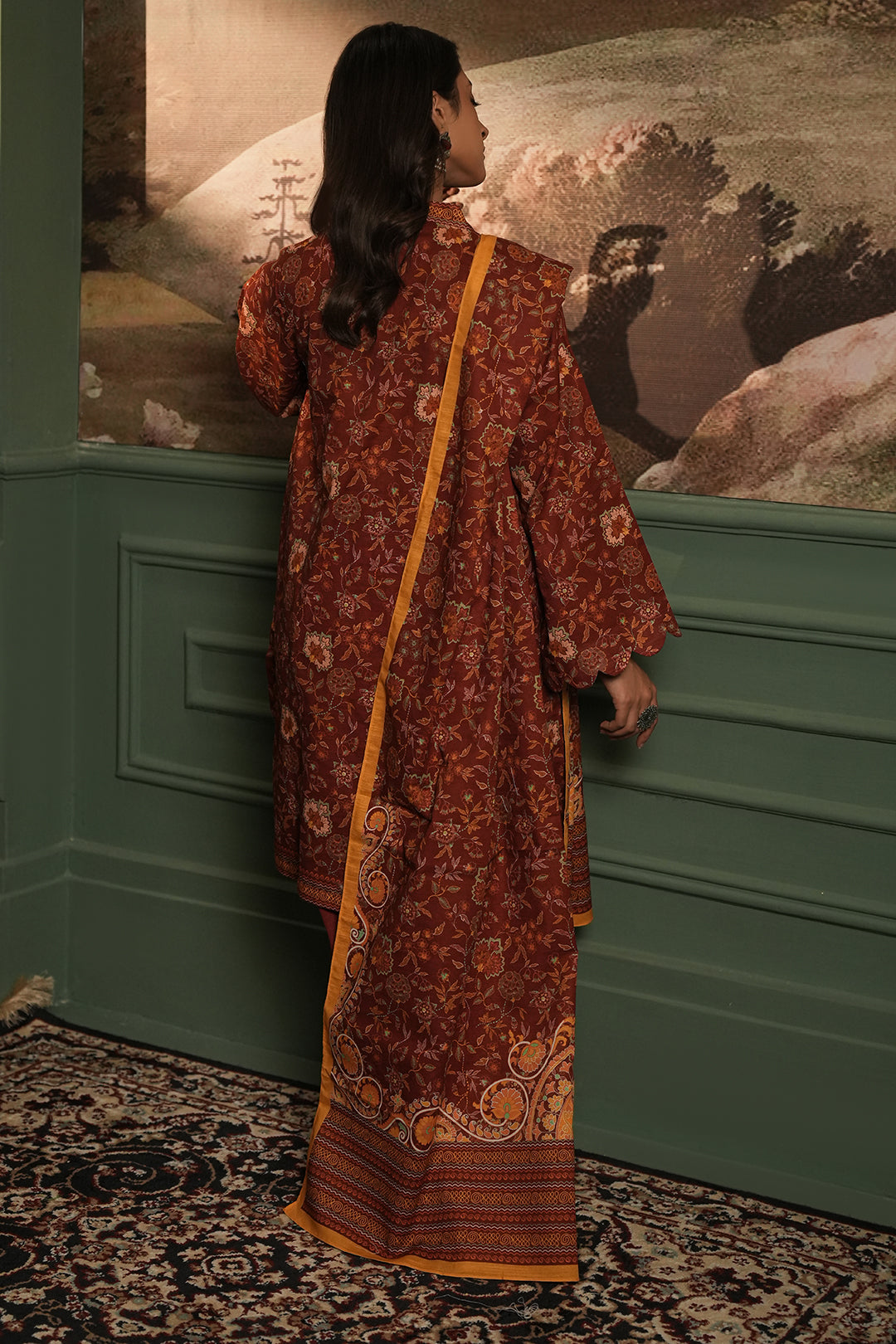 Zellbury | Unstitched 3 Piece Khaddar | Shirt Shalwar Dupatta - 0356