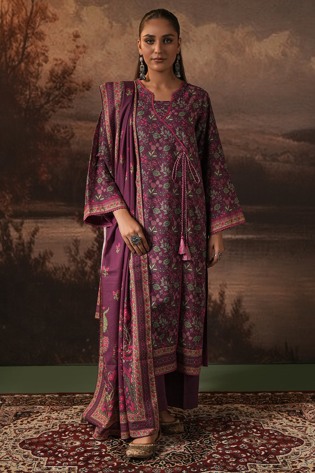Zellbury | Unstitched 3 Piece Karandi | Shirt Shalwar Dupatta - 0377