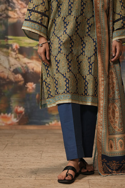 Zellbury | Unstitched 3 Piece Khaddar | Shirt Shalwar Shawl - 0381