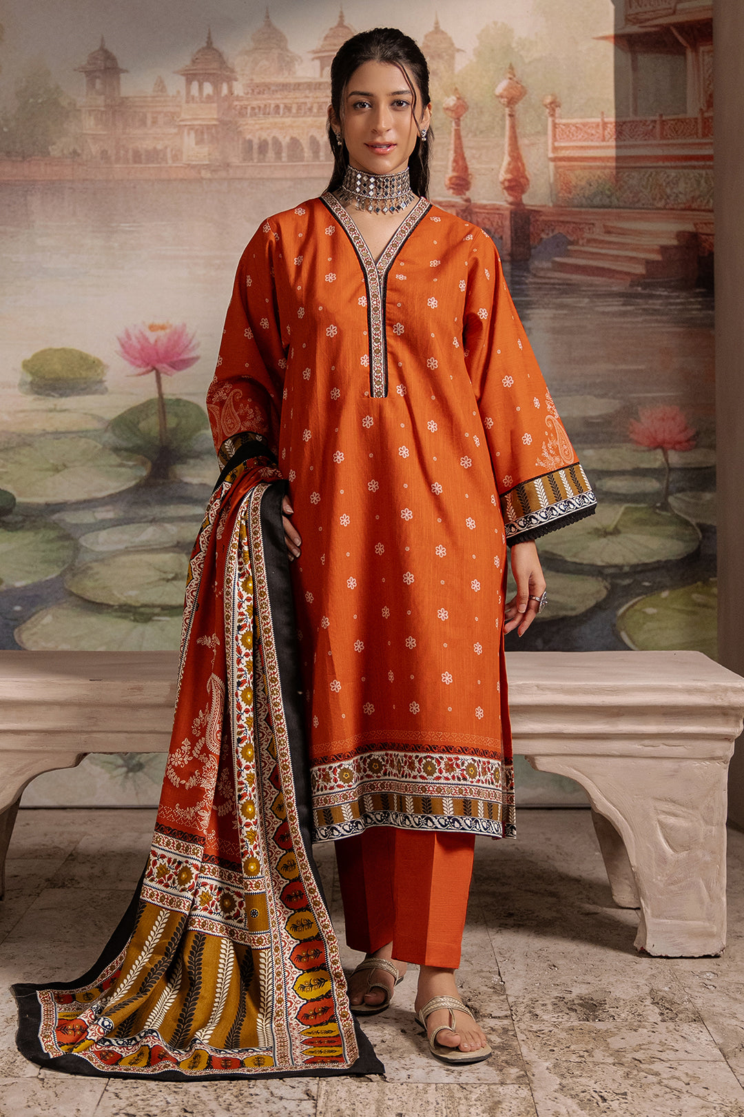 Zellbury | Unstitched 3 Piece Khaddar | Shirt Shalwar Shawl - 0391