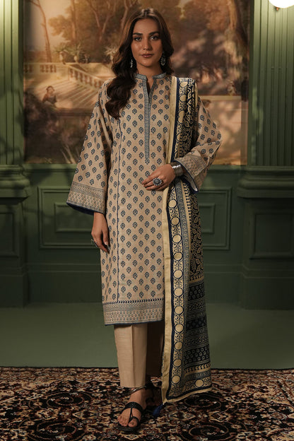 Zellbury | Unstitched 3 Piece Khaddar | Shirt Shalwar Shawl - 0392