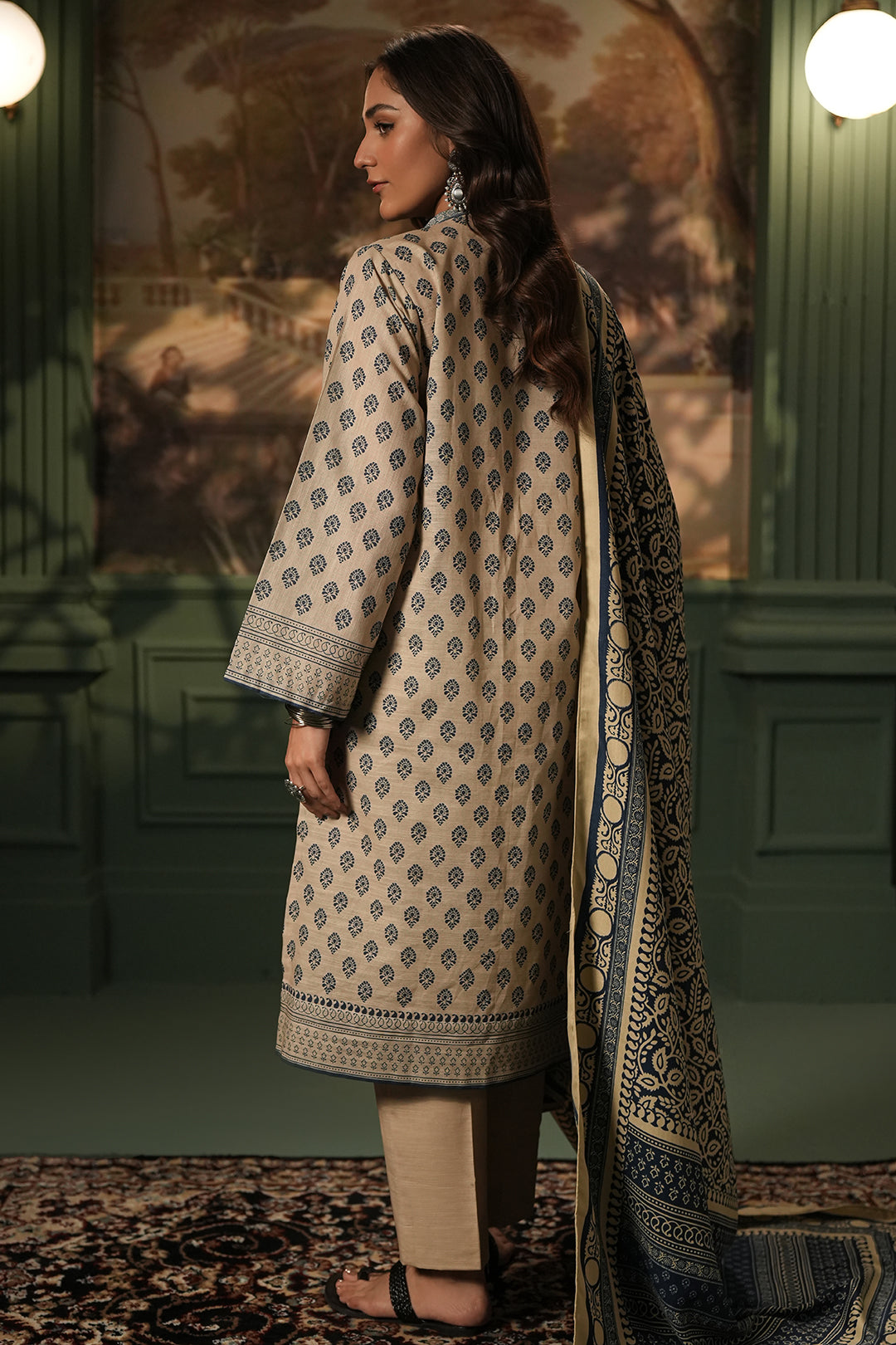 Zellbury | Unstitched 3 Piece Khaddar | Shirt Shalwar Shawl - 0392