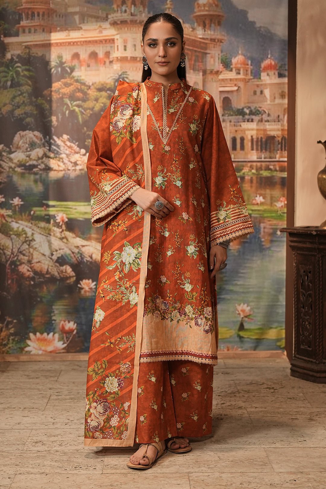 Zellbury | Unstitched 3 Piece Khaddar | Shirt Shalwar Dupatta - 0395
