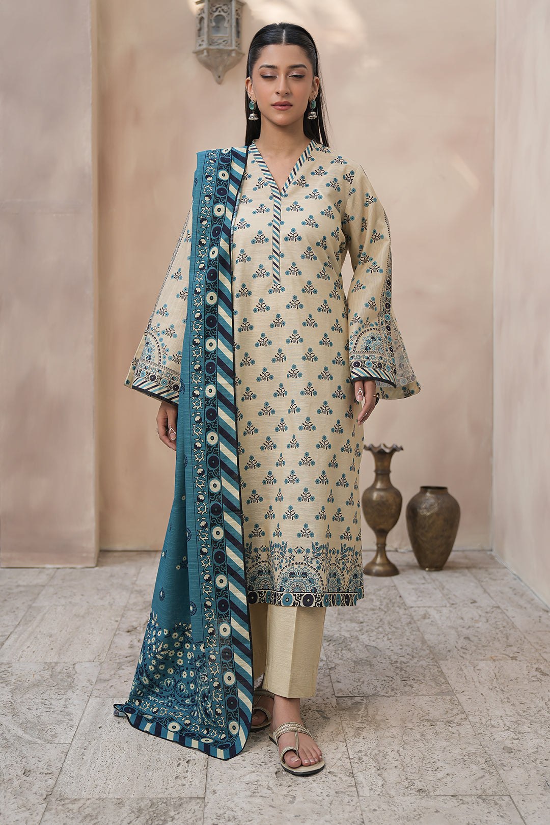 Zellbury | Unstitched 3 Piece Khaddar | Shirt Shalwar Dupatta - 0445