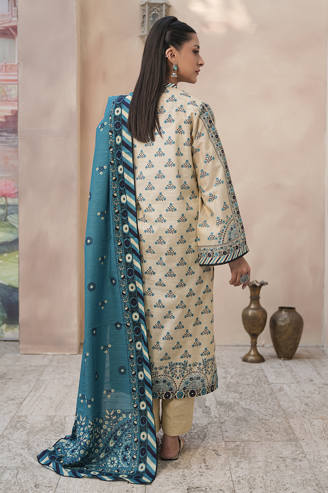 Zellbury | Unstitched 3 Piece Khaddar | Shirt Shalwar Dupatta - 0445
