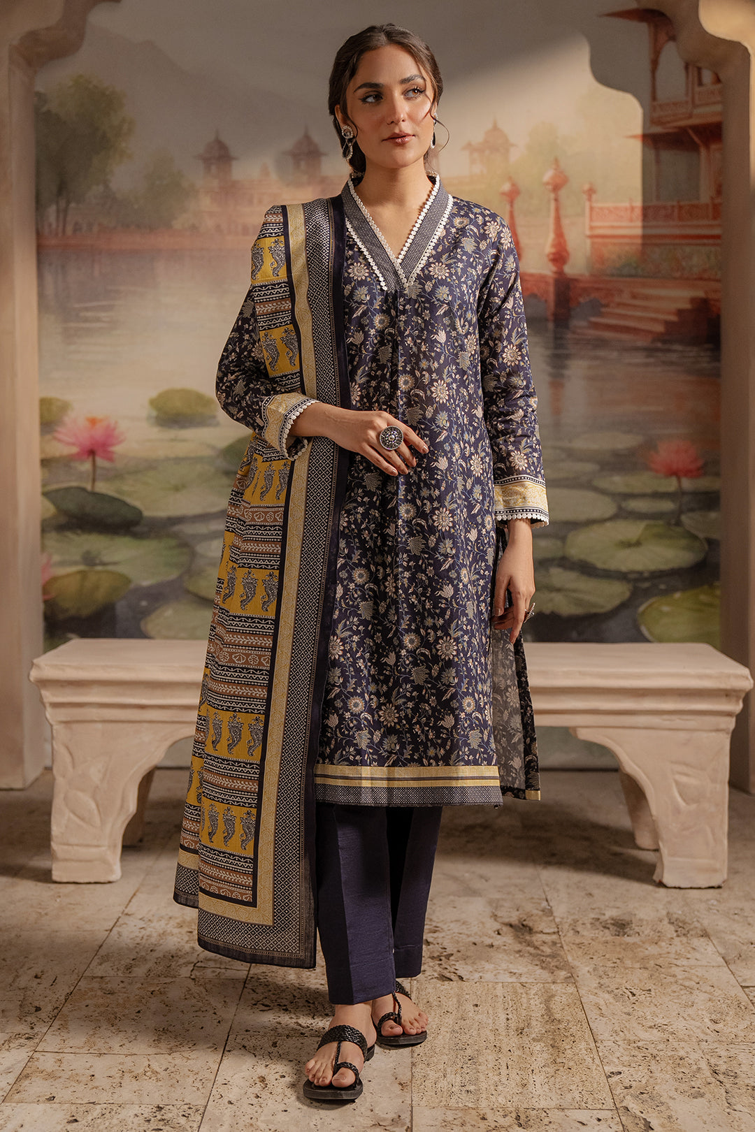 Zellbury | Unstitched 3 Piece Khaddar | Shirt Shalwar Dupatta - 0449
