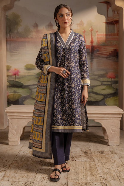 Zellbury | Unstitched 3 Piece Khaddar | Shirt Shalwar Dupatta - 0449