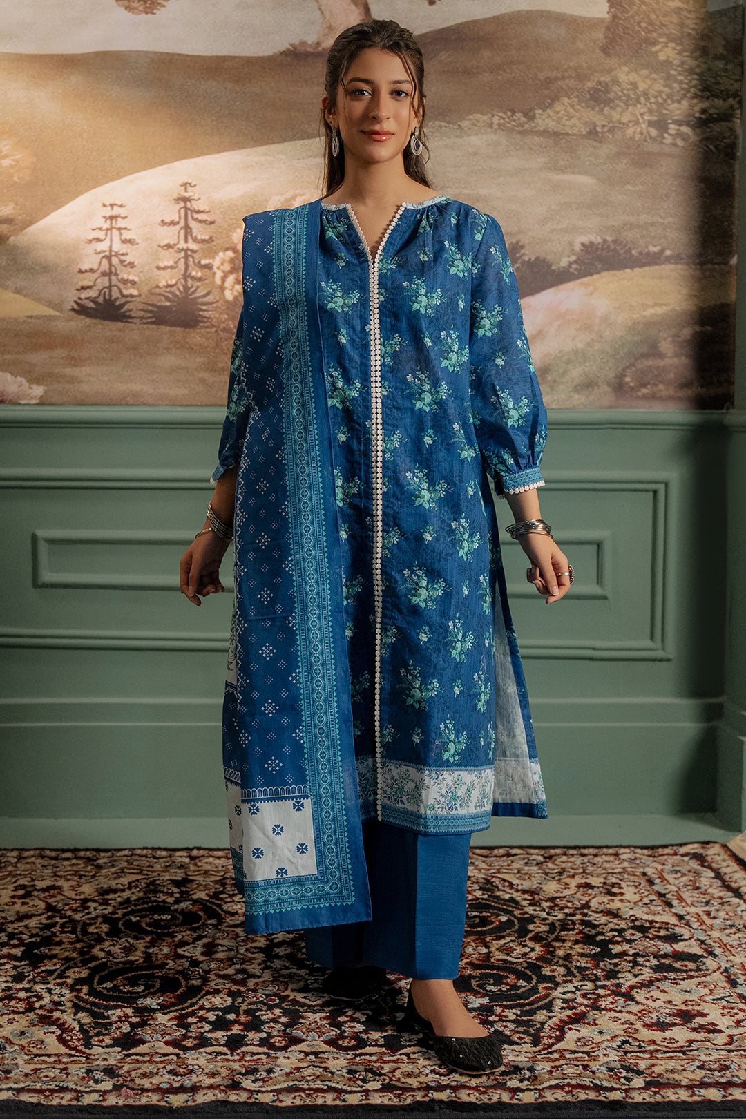 Zellbury | Unstitched 3 Piece Khaddar | Shirt Shalwar Dupatta - 0450