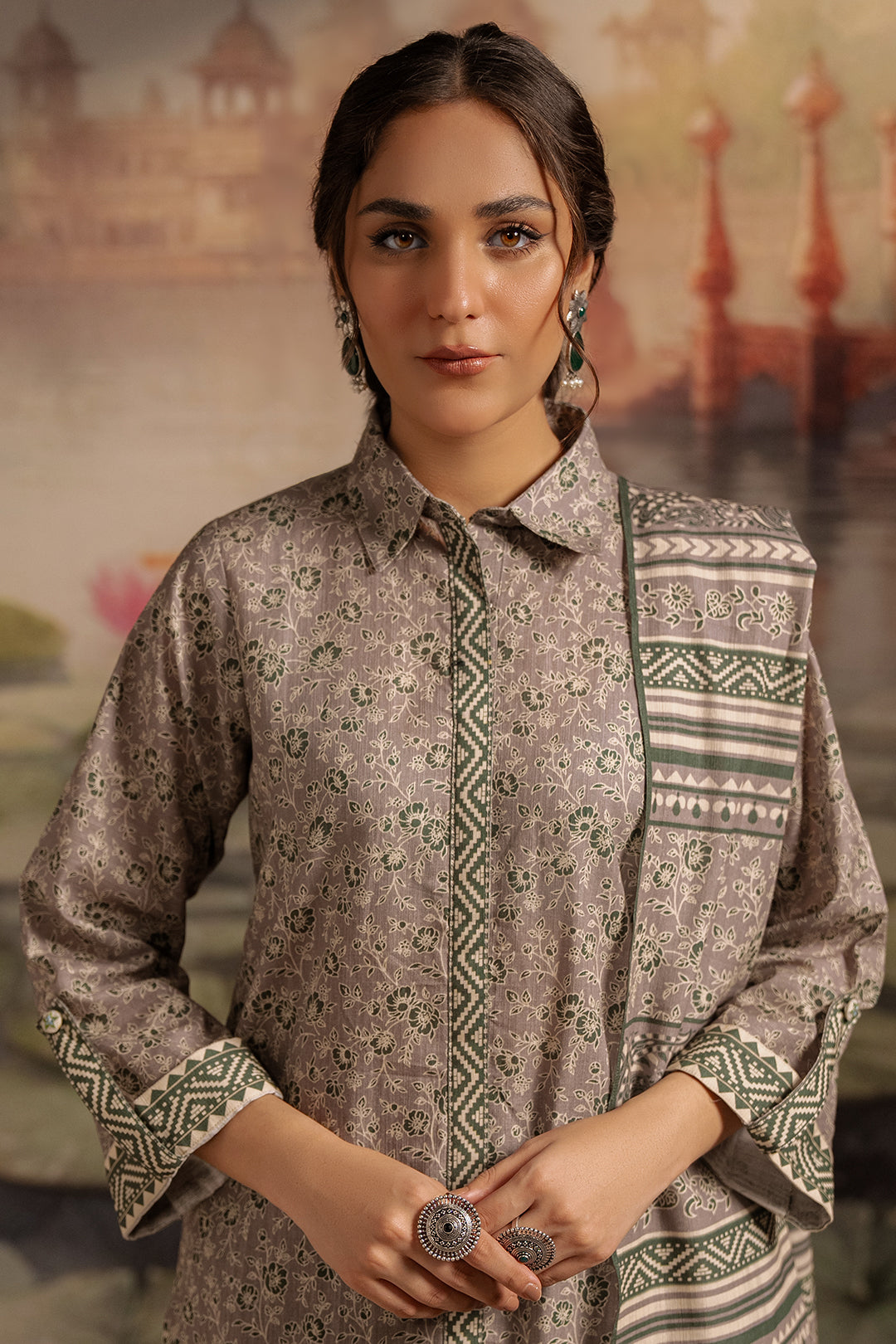 Zellbury | Unstitched 3 Piece Karandi | Shirt Shalwar Dupatta - 0457 Default Title