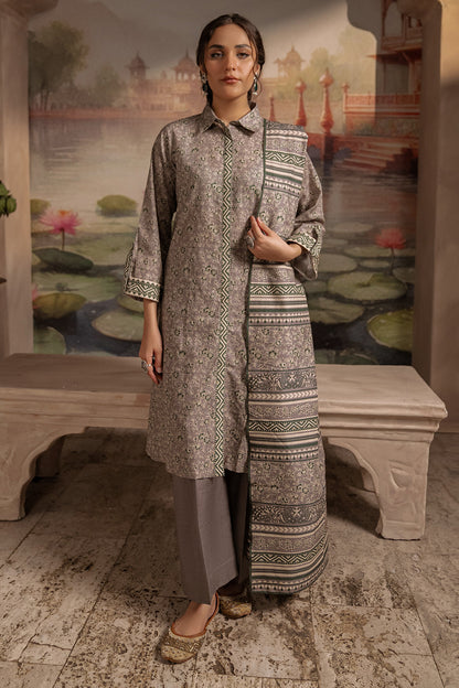 Zellbury | Unstitched 3 Piece Karandi | Shirt Shalwar Dupatta - 0457