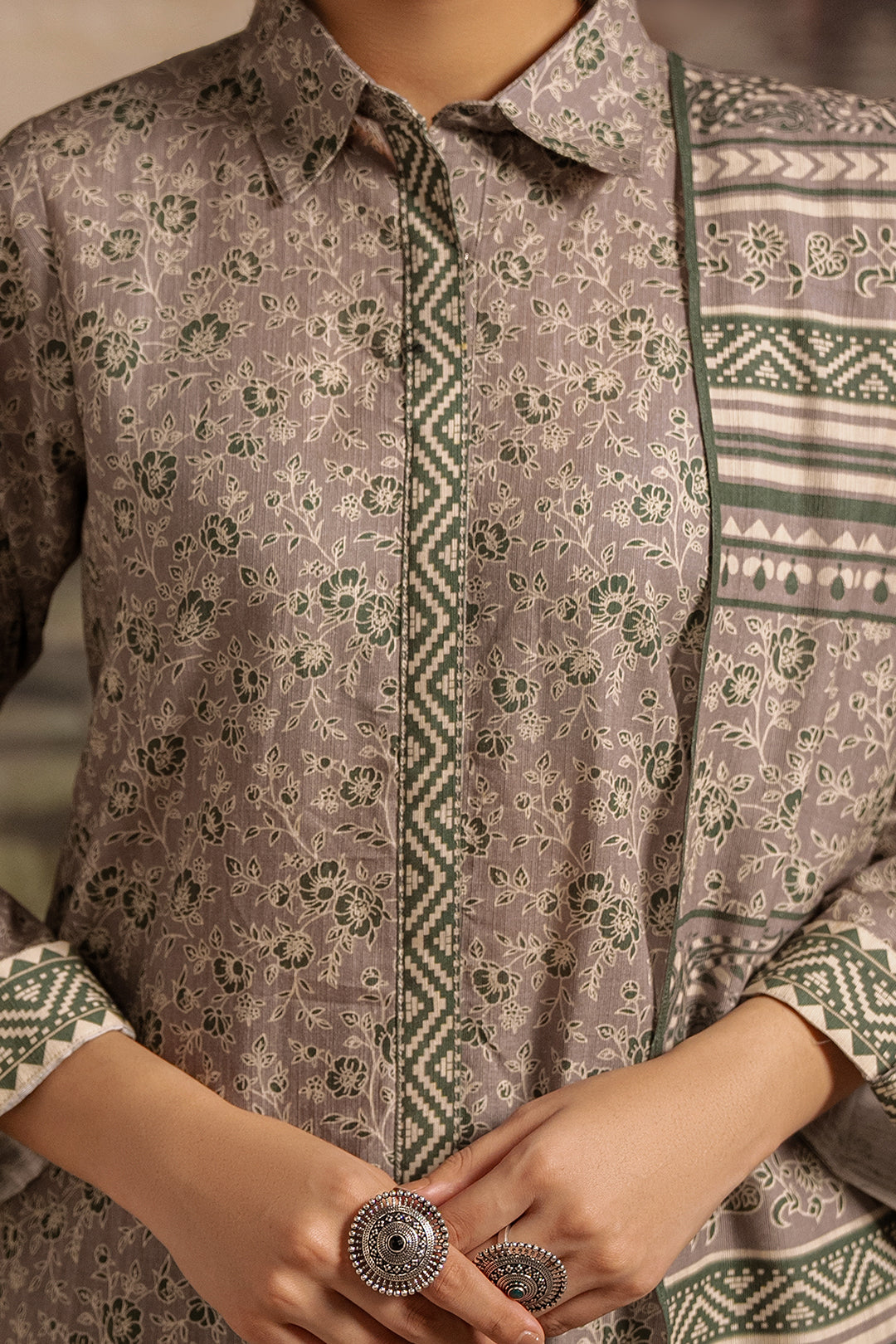 Zellbury | Unstitched 3 Piece Karandi | Shirt Shalwar Dupatta - 0457