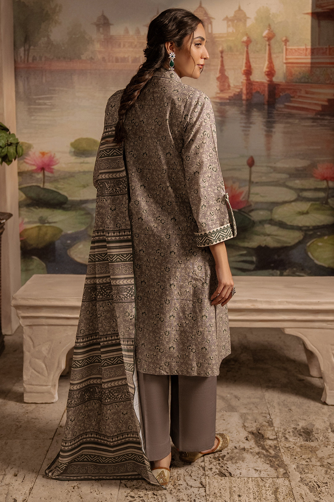 Zellbury | Unstitched 3 Piece Karandi | Shirt Shalwar Dupatta - 0457