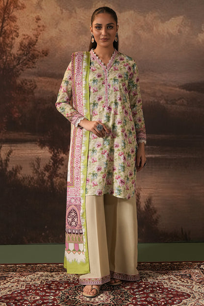 Zellbury | Unstitched 3 Piece Karandi | Shirt Shalwar Dupatta - 0458
