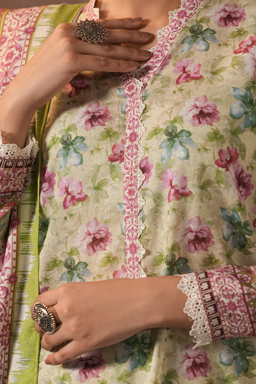 Zellbury | Unstitched 3 Piece Karandi | Shirt Shalwar Dupatta - 0458