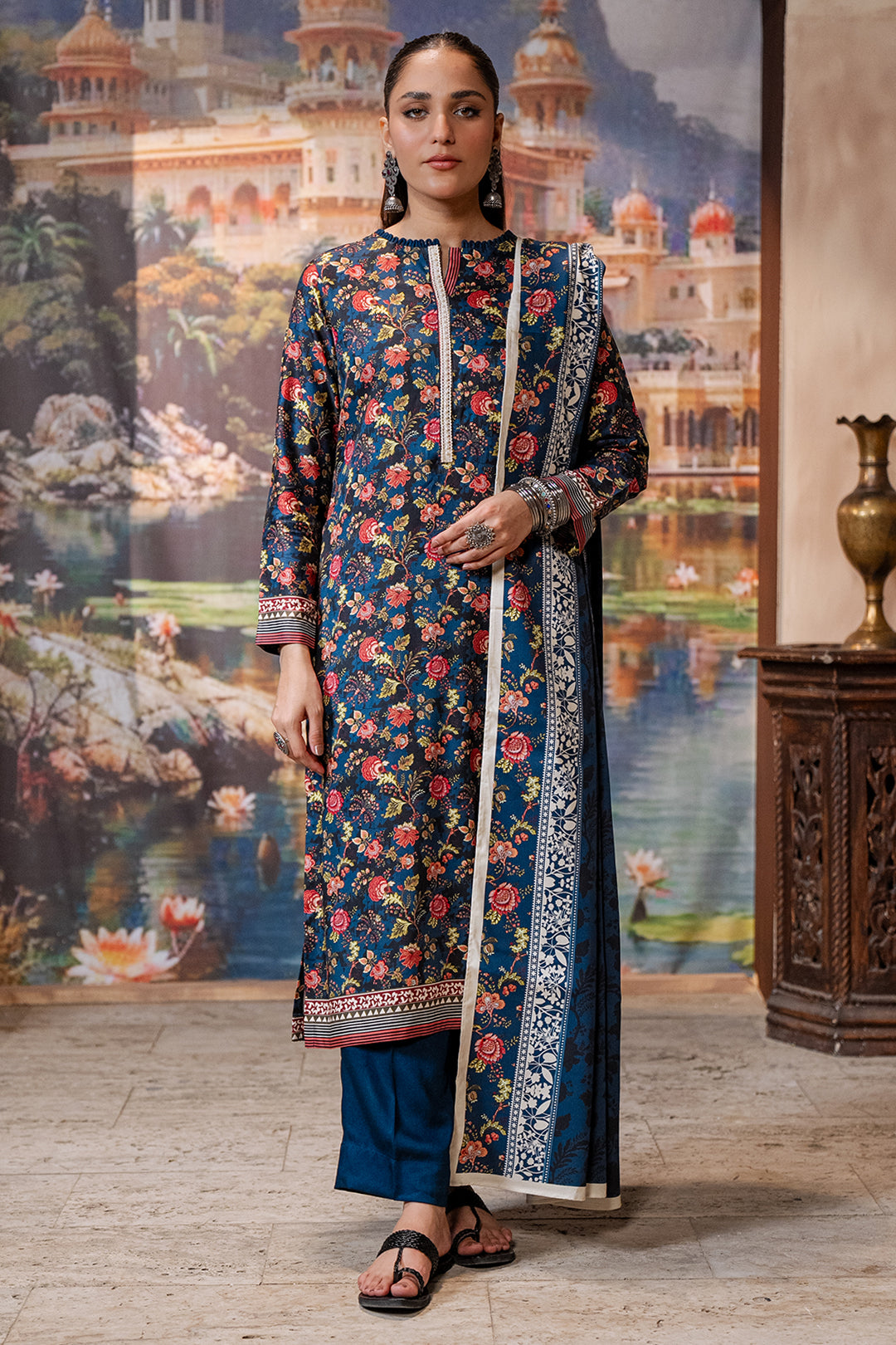 Zellbury | Unstitched 3 Piece Cotail | Shirt Shalwar Dupatta - 0470