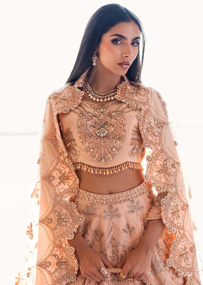 Waqas Shah | Amariage Luxury Formals | Coral Bliss M Peach Net