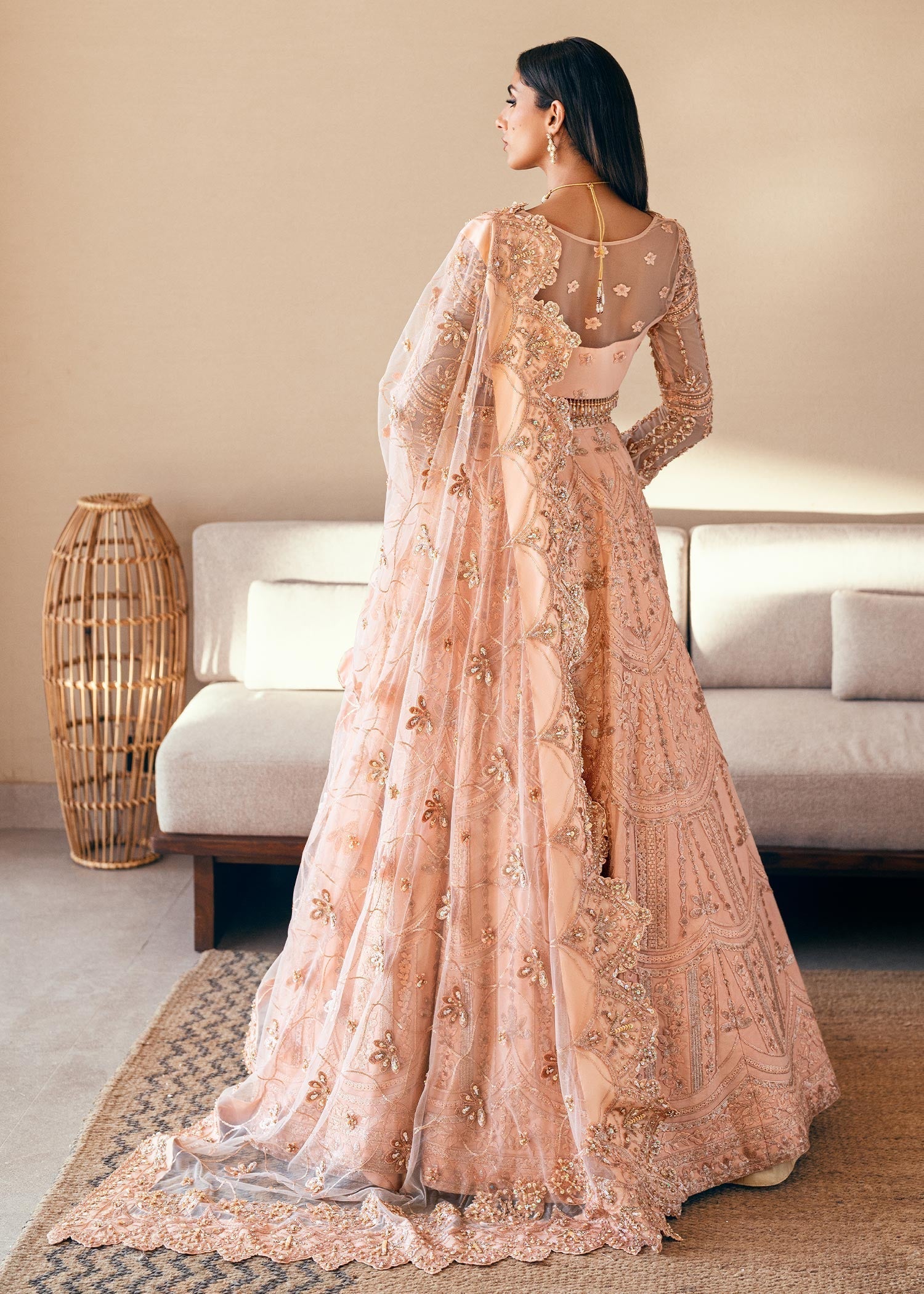 Waqas Shah | Amariage Luxury Formals | Coral Bliss S Peach Net