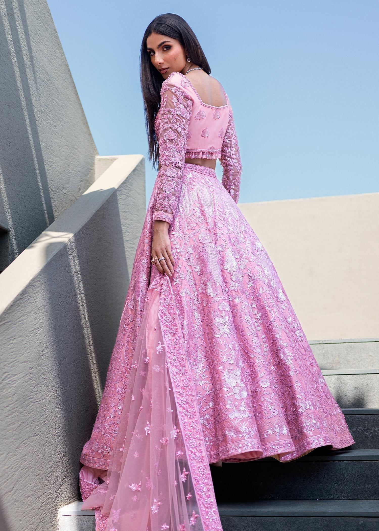 Waqas Shah | Amariage Luxury Formals | Crystal Blush S Soft Pink Net