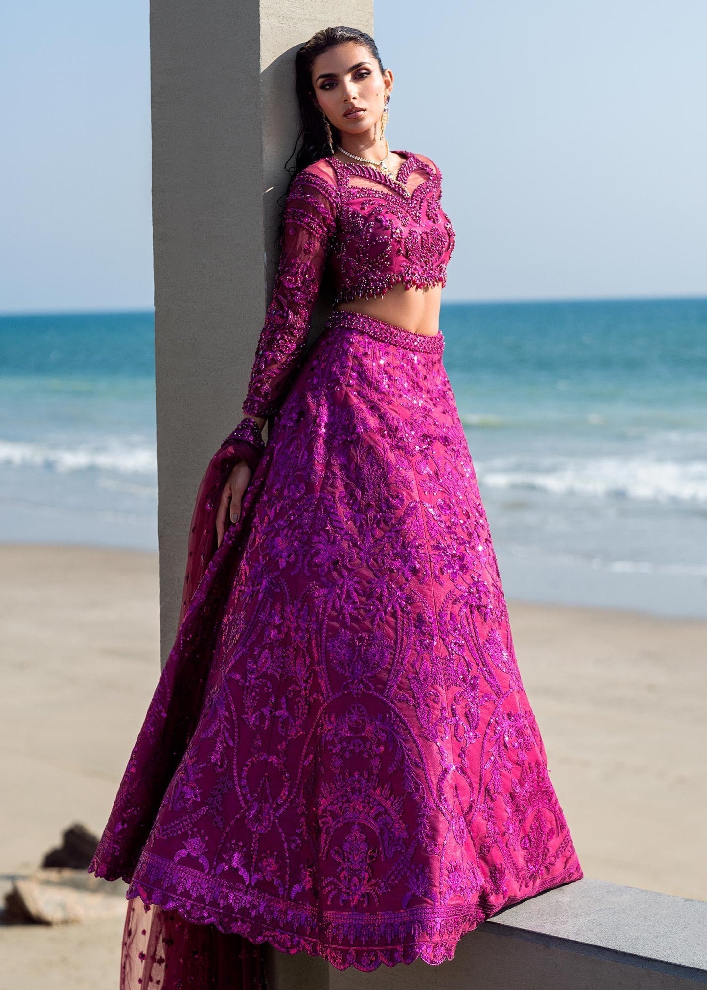 Waqas Shah | Amariage Luxury Formals | Lyric XL Magenta Net