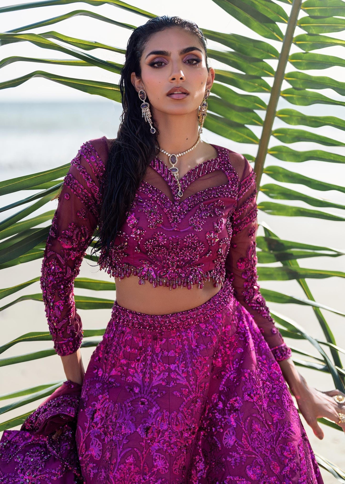 Waqas Shah | Amariage Luxury Formals | Lyric M Magenta Net