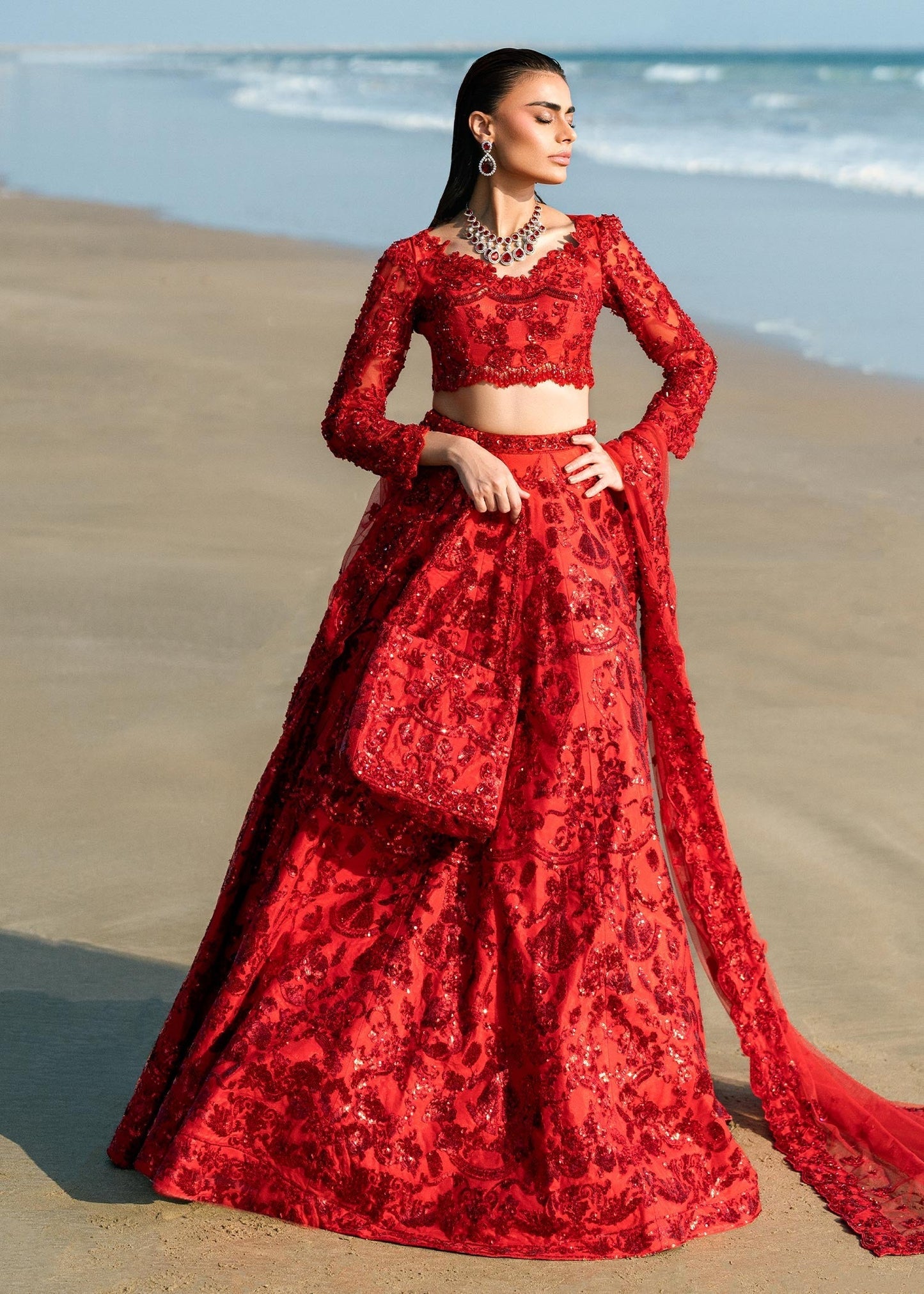 Waqas Shah | Amariage Luxury Formals | Ruby XS Red Net