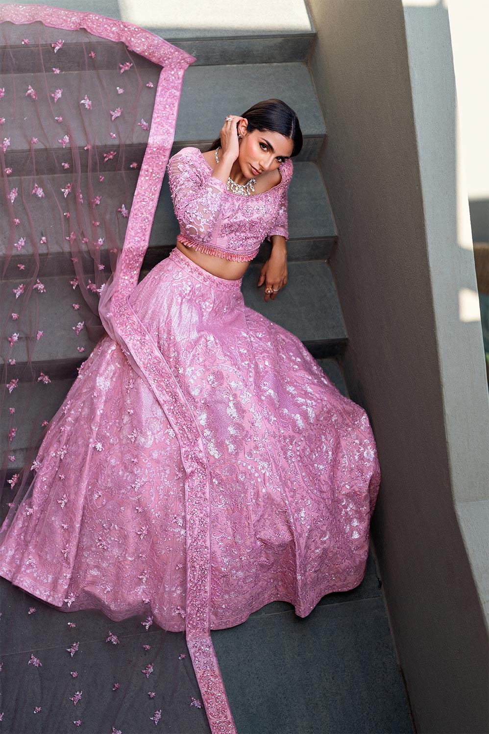 Waqas Shah | Amariage Luxury Formals | Crystal Blush M Soft Pink Net