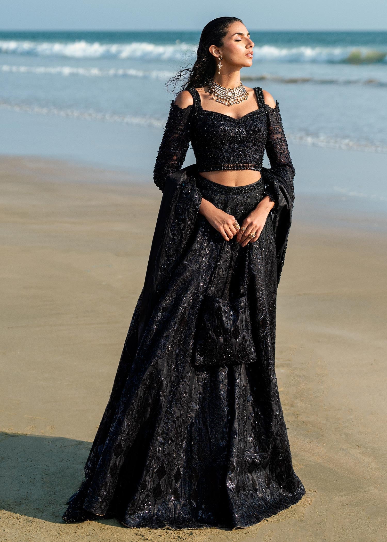 Waqas Shah | Amariage Luxury Formals | Black Musk XS Black Net