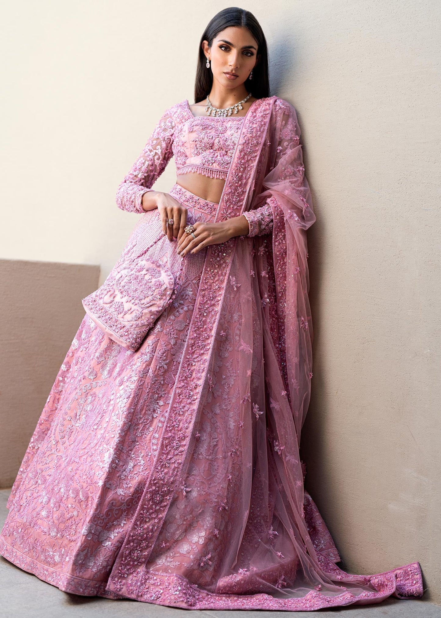 Waqas Shah | Amariage Luxury Formals | Crystal Blush L Soft Pink Net