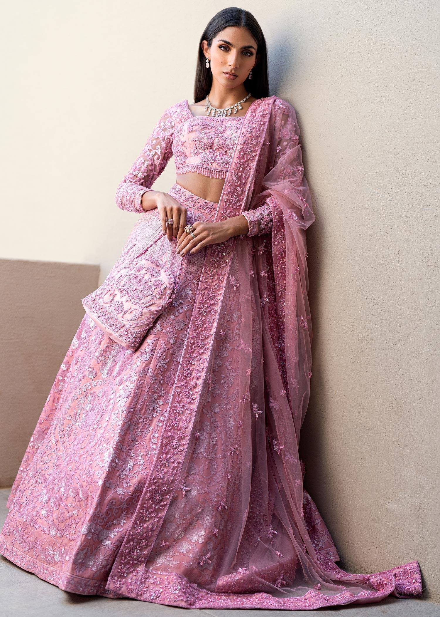 Waqas Shah | Amariage Luxury Formals | Crystal Blush L Soft Pink Net