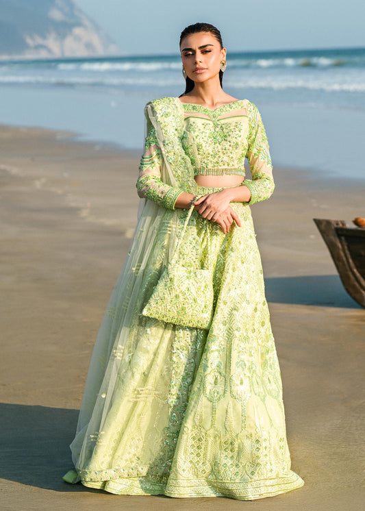 Waqas Shah | Amariage Luxury Formals | Mint Bloom XS Neon Mint Net
