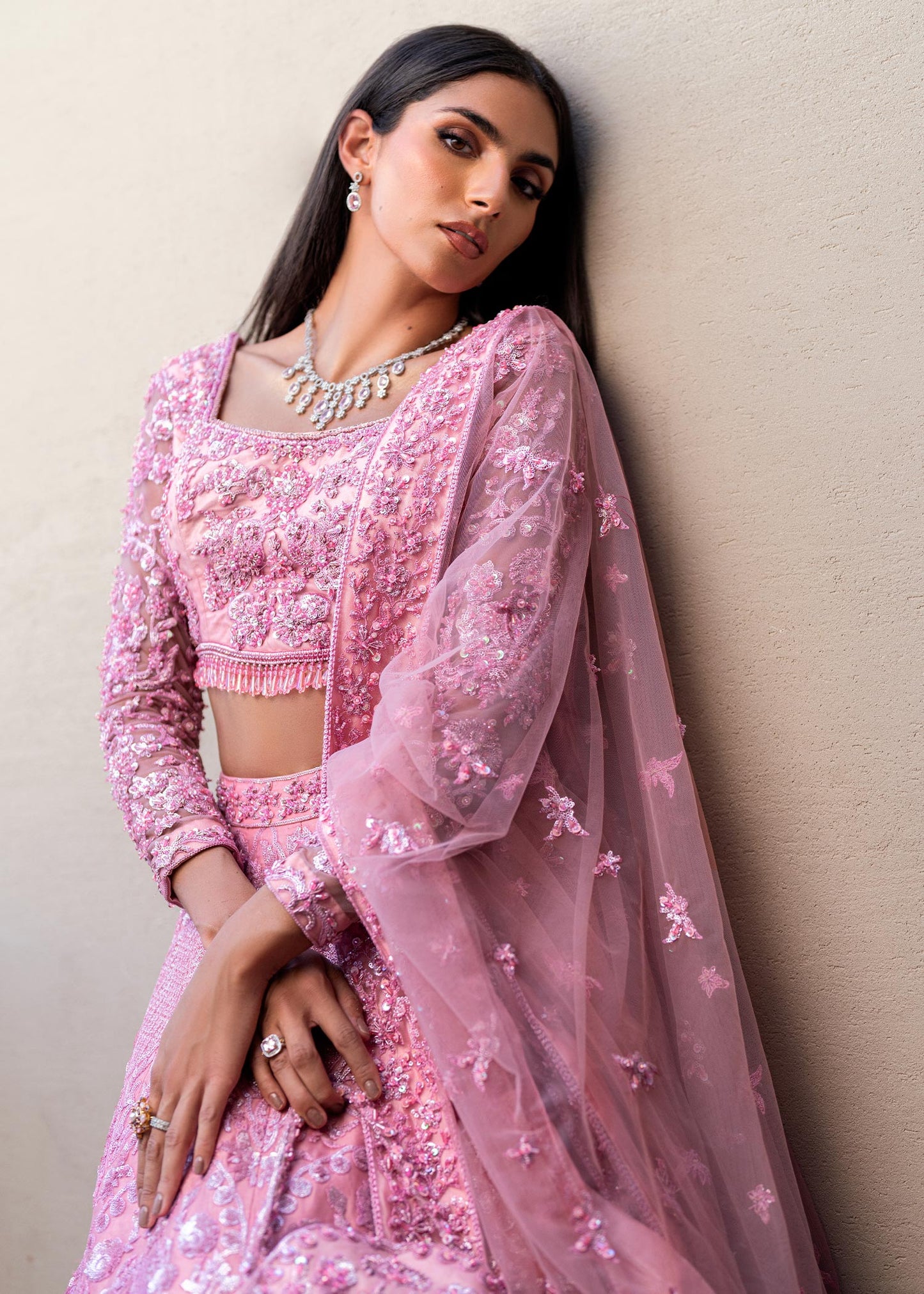 Waqas Shah | Amariage Luxury Formals | Crystal Blush XL Soft Pink Net
