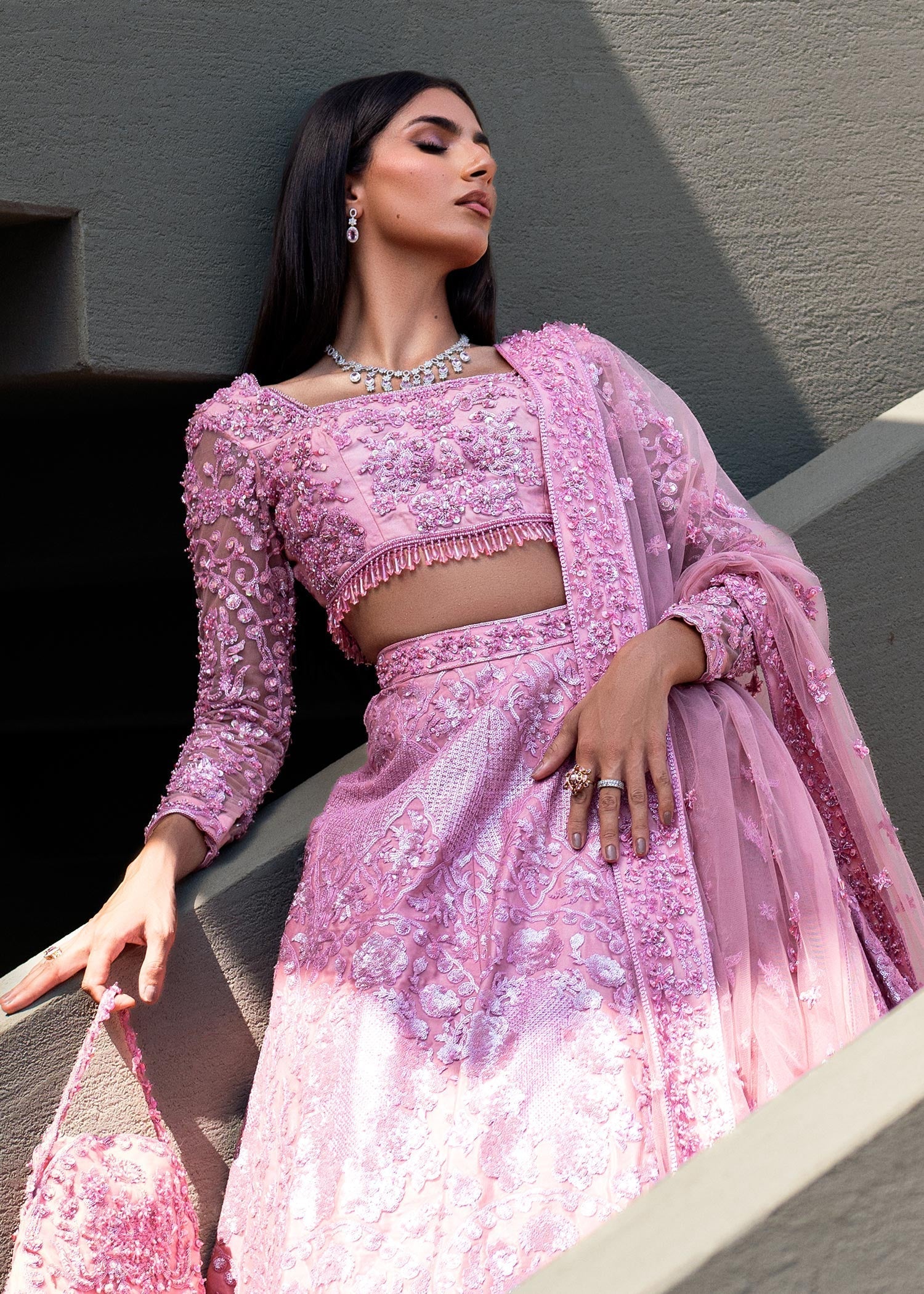 Waqas Shah | Amariage Luxury Formals | Crystal Blush Custom Size Soft Pink Net