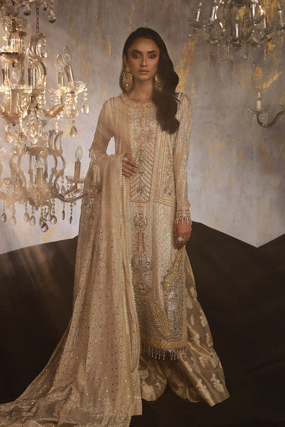 Wardha Saleem | Layla Wedding Formals | Layla-12 M Ivory Shimmer Chiffon