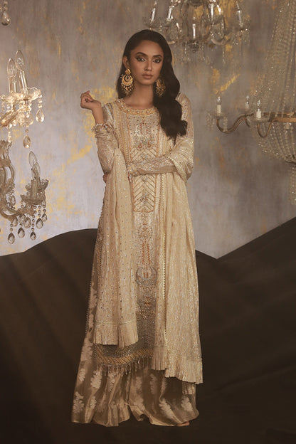 Wardha Saleem | Layla Wedding Formals | Layla-12 XS Ivory Shimmer Chiffon