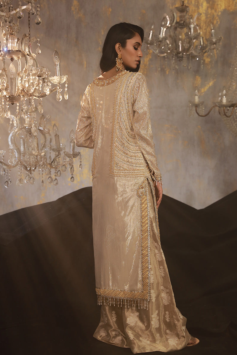 Wardha Saleem | Layla Wedding Formals | Layla-12 S Ivory Shimmer Chiffon