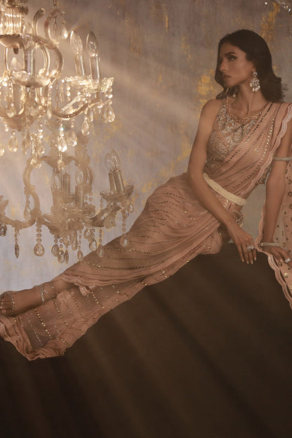Wardha Saleem | Layla Wedding Formals | Layla-02 L Soft Pink Pure Chiffon