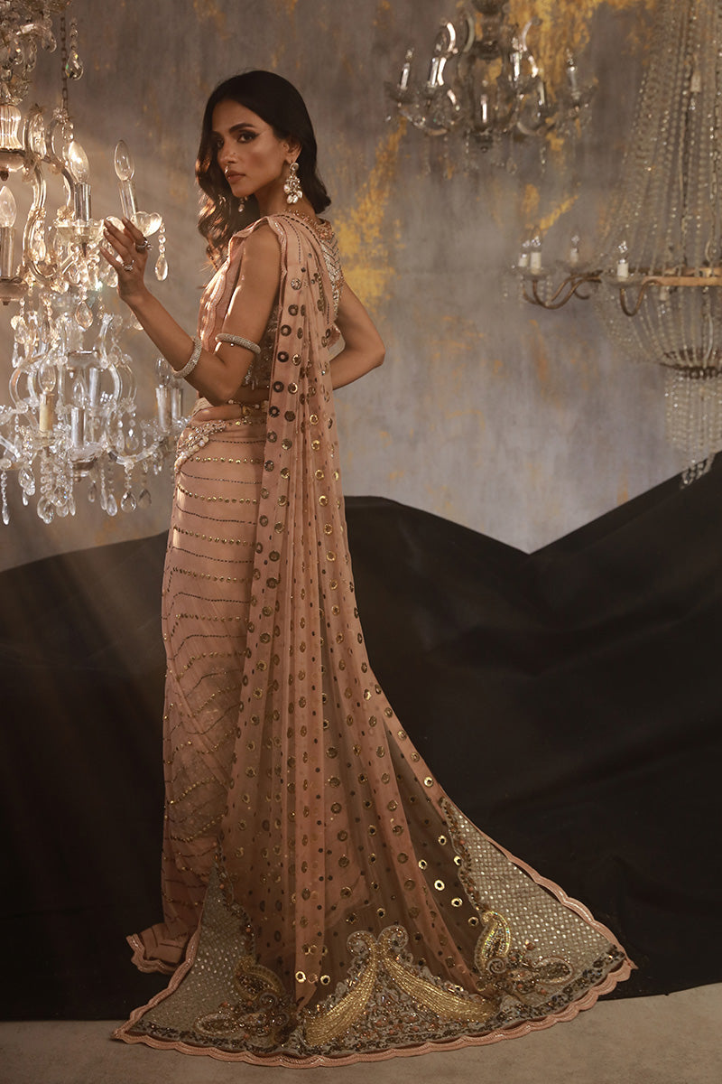 Wardha Saleem | Layla Wedding Formals | Layla-02 XL Soft Pink Pure Chiffon