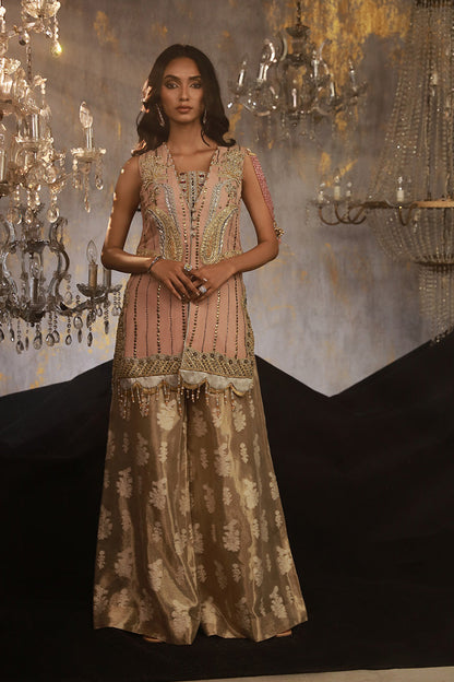 Wardha Saleem | Layla Wedding Formals | Layla-06 XS Pale Peach Pure Chiffon
