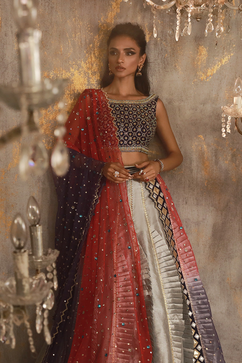 Wardha Saleem | Layla Wedding Formals | Layla-09 XS Cotton Silk Mouse Gray