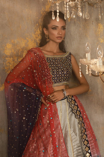 Wardha Saleem | Layla Wedding Formals | Layla-09 S Cotton Silk Mouse Gray