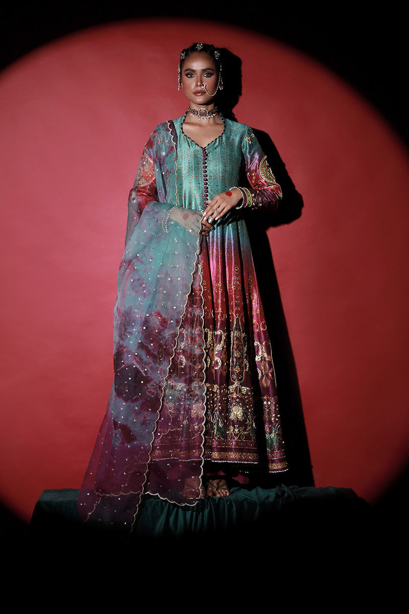 Wardha Saleem | Meeram Festive Formals | Mor XS Sky Blue Korean Raw Silk