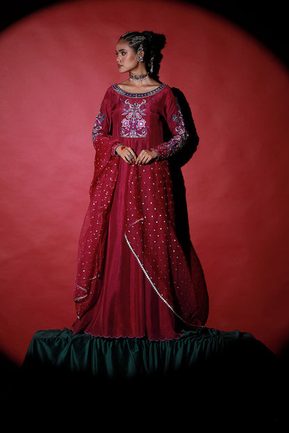 Wardha Saleem | Meeram Festive Formals | Jamuni L Magenta Korean Raw Silk