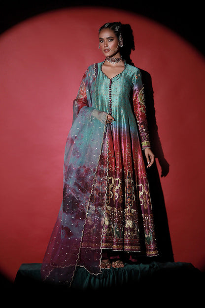 Wardha Saleem | Meeram Festive Formals | Mor XL Sky Blue Korean Raw Silk