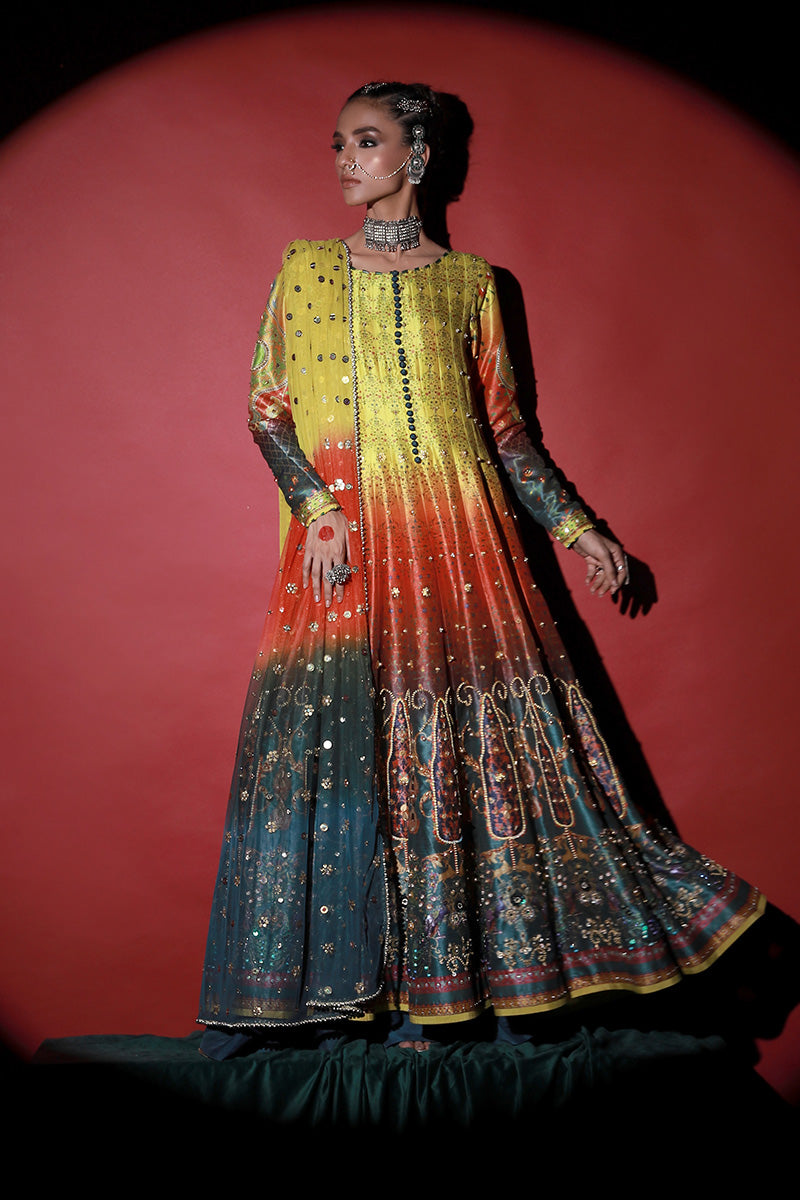Wardha Saleem | Meeram Festive Formals | Satrangi XS Multicolor Korean Raw Silk