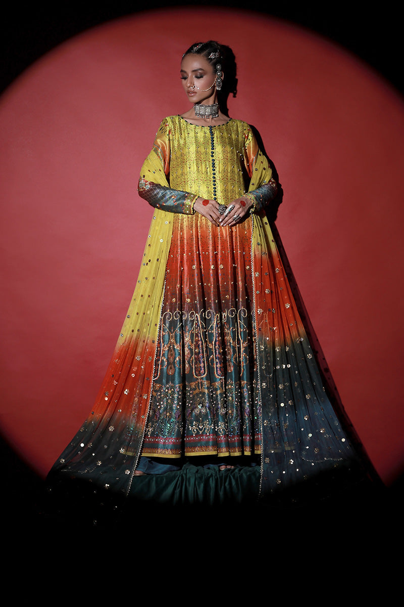 Wardha Saleem | Meeram Festive Formals | Satrangi XL Multicolor Korean Raw Silk