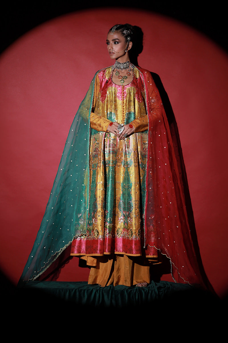 Wardha Saleem | Meeram Festive Formals | Bahaar Rang XL Yellow Korean Raw Silk