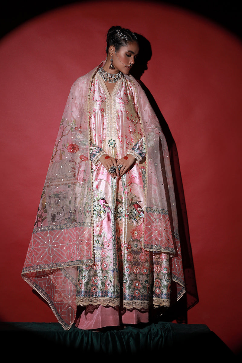 Wardha Saleem | Meeram Festive Formals | Koyal XL Pink Korean Raw Silk
