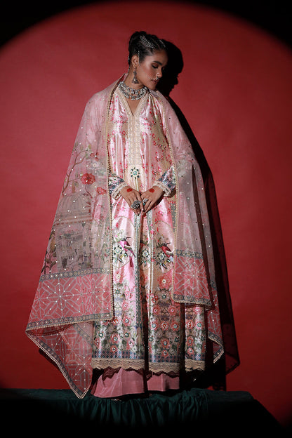 Wardha Saleem | Meeram Festive Formals | Koyal XL Pink Korean Raw Silk